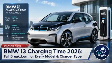 2026 BMW i3 plugging into a high-power DC fast charging station for rapid battery recharge