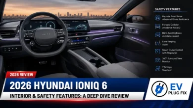 2026 Hyundai IONIQ 6 interior dashboard showing dual 12.3-inch displays and digital side mirror screens