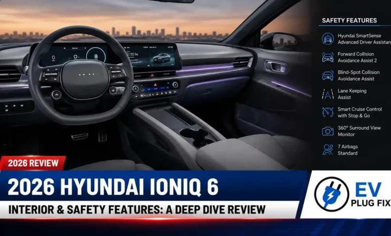 2026 Hyundai IONIQ 6 interior dashboard showing dual 12.3-inch displays and digital side mirror screens