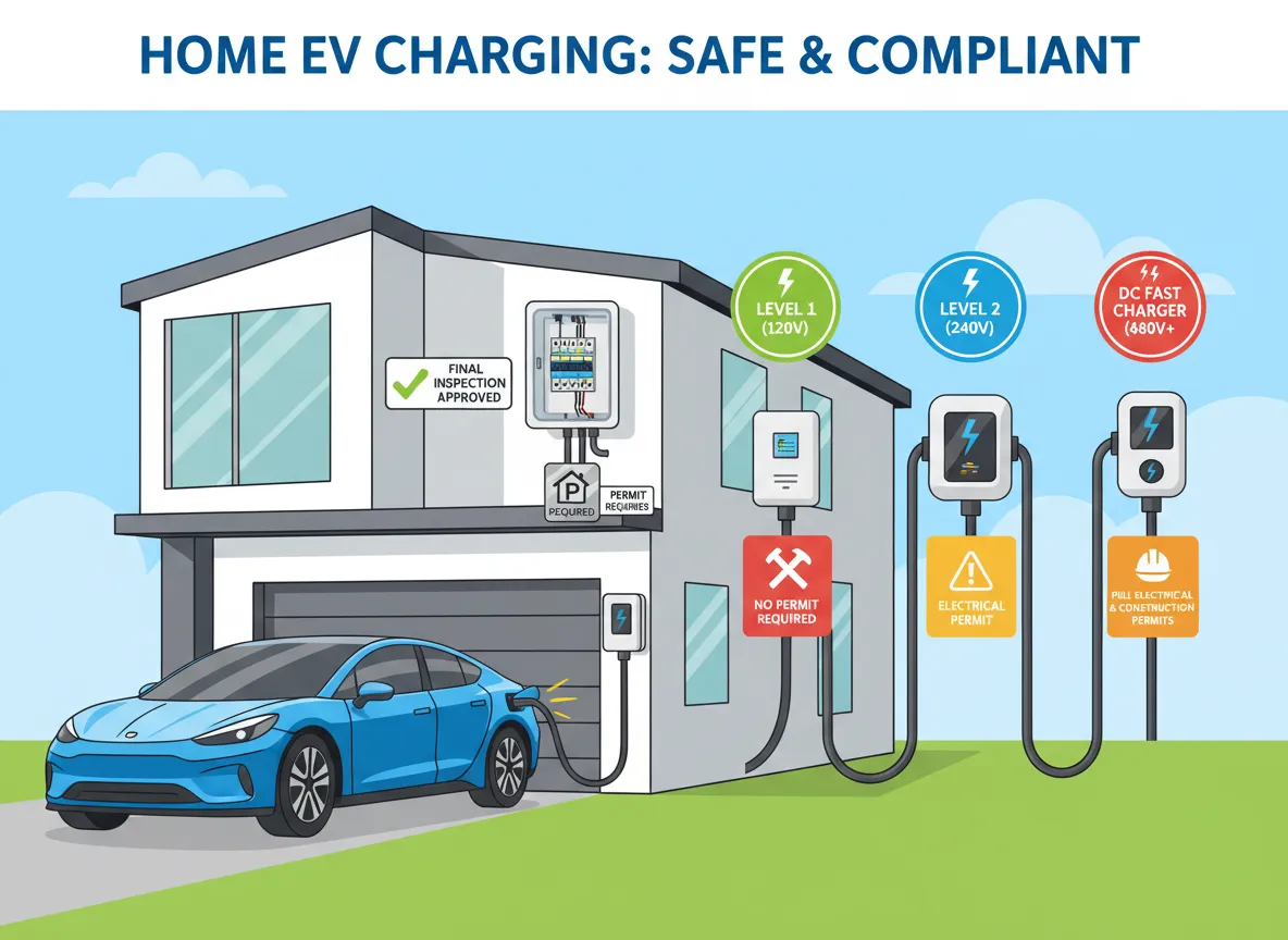 Global map highlighting EV charger permit requirements by region for 2026
