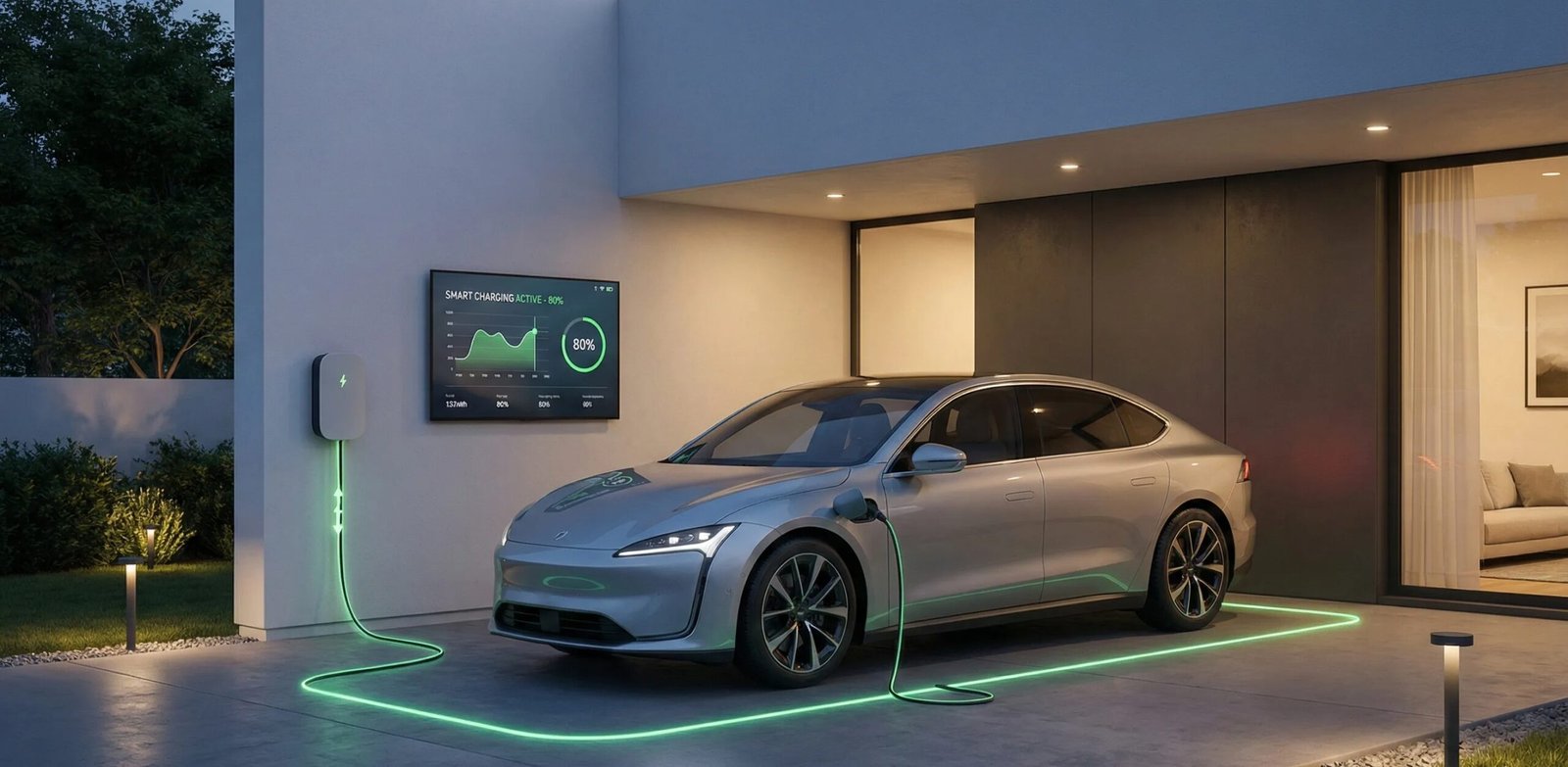Smart EV charger mobile app notification showing charging interrupted due to power outage
