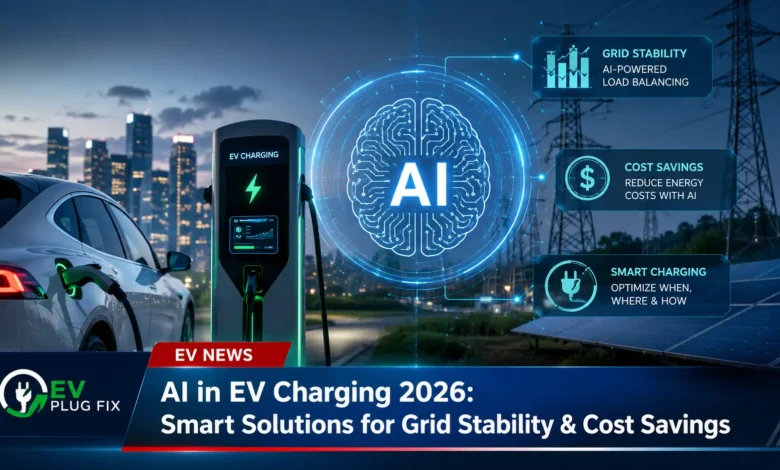 AI-powered electric vehicle charging station with smart grid interface and data analytics dashboard