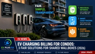 Modern go-e wallbox installation in a condo parking garage with MID meter for fair EV charging billing 2026