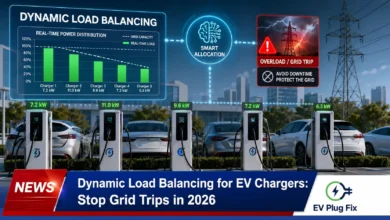Smart dynamic load balancing EV charger installation with CT sensor monitoring home electrical panel in modern European home 2026
