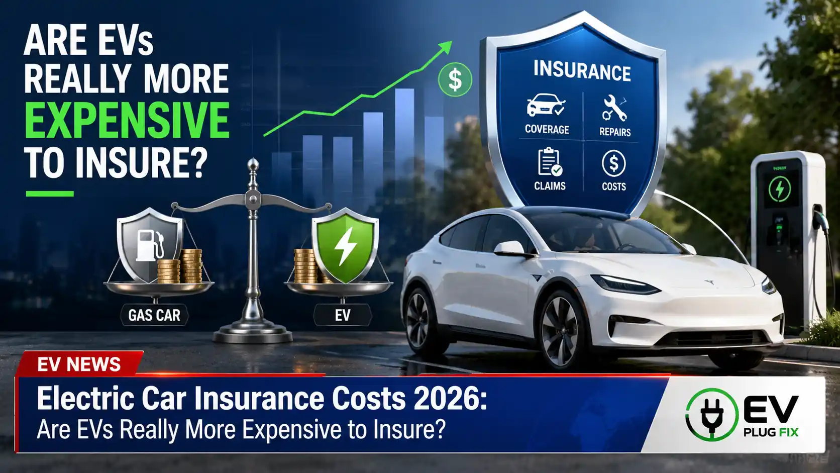 Electric car charging at public station with insurance policy documents displayed on vehicle dashboard 2026