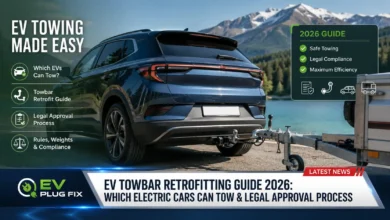 Electric vehicle towbar retrofitting installation on Tesla Model S with trailer hitch receiver 2026
