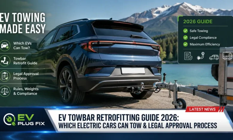 Electric vehicle towbar retrofitting installation on Tesla Model S with trailer hitch receiver 2026