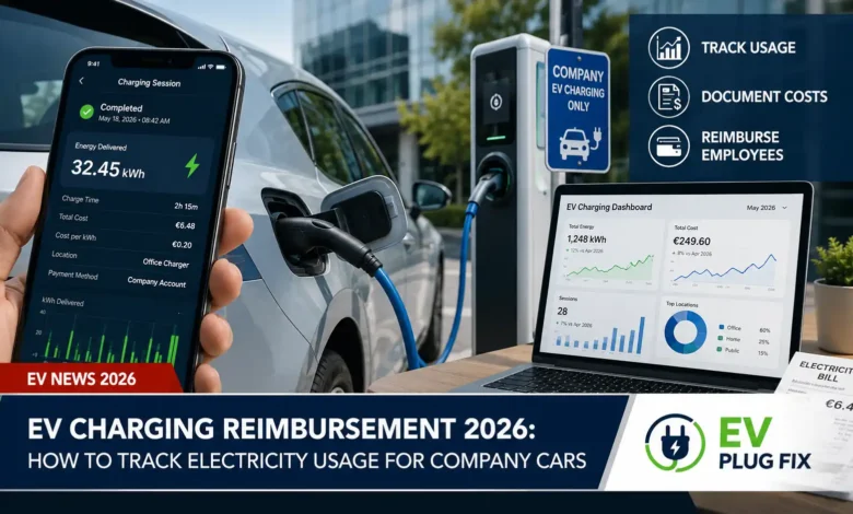 Modern EV charging station with MID meter installed for accurate electricity tracking and company car reimbursement
