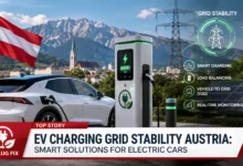 EV charging station integrated with battery storage for grid stability in Austria