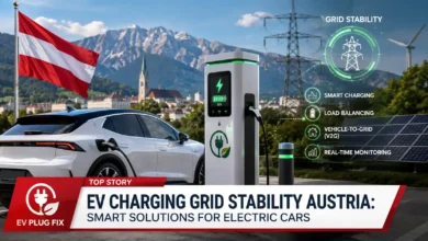 EV charging station integrated with battery storage for grid stability in Austria