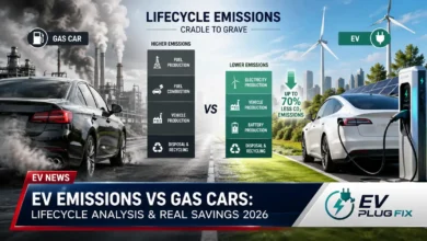 Electric vehicle charging versus gas car emissions lifecycle comparison 2026