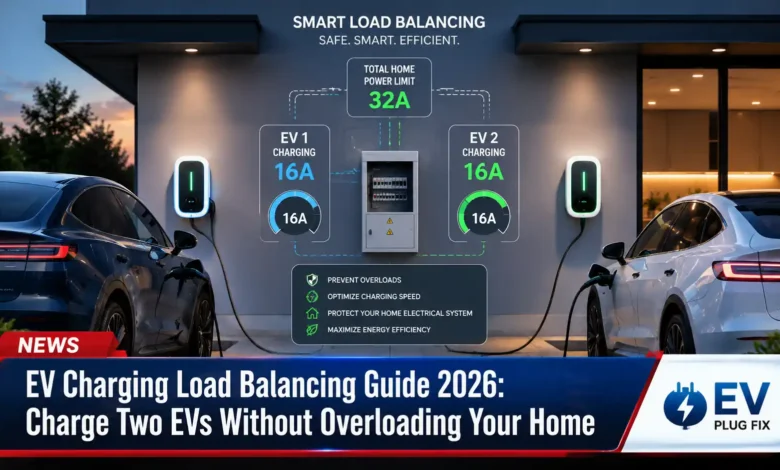 Two electric vehicles charging at home using load balancing system 2026