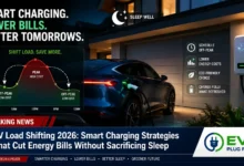 Smart EV load shifting setup with go-e Charger wallbox and electric vehicle connected at night