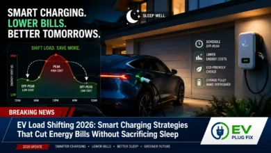 Smart EV load shifting setup with go-e Charger wallbox and electric vehicle connected at night