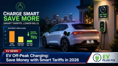 EV plugged into a go-e wallbox for off-peak charging at night