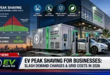 Commercial electric vehicle peak shaving charging station management dashboard 2026