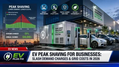 Commercial electric vehicle peak shaving charging station management dashboard 2026