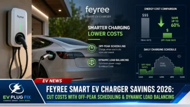 Feyree smart EV charger with app scheduling for off-peak savings 2026