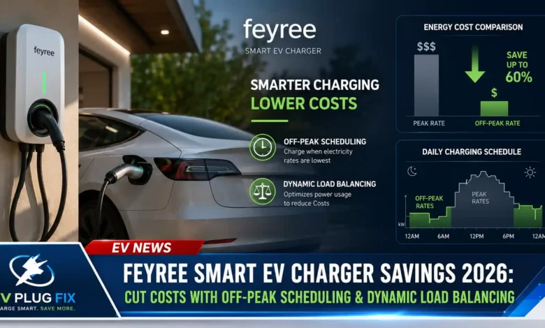 Feyree smart EV charger with app scheduling for off-peak savings 2026