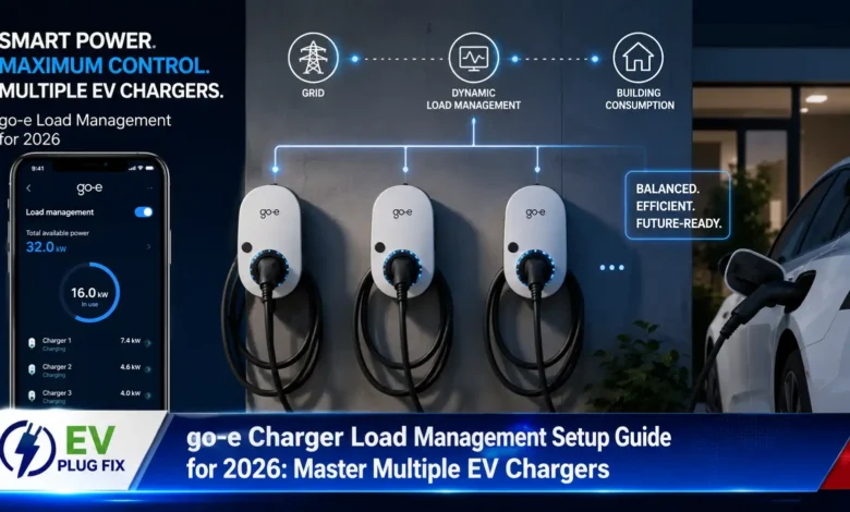 go-e charger load management setup with group ID configuration on smartphone app