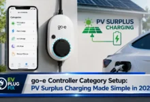 go-e Controller category setup interface showing mains and solar sensor configuration for PV surplus charging