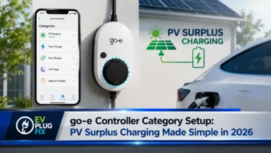go-e Controller category setup interface showing mains and solar sensor configuration for PV surplus charging