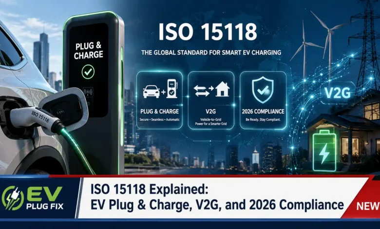 Electric vehicle connected to a modern smart charger using ISO 15118 Plug and Charge technology for automatic authentication and billing