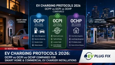 Comparison of OCPP, OCPI and OCHP EV charging protocols for smart home and commercial EV charger installations in 2026