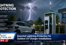 Weatherproof home EV charger installation with surge protection and proper grounding for outdoor safety