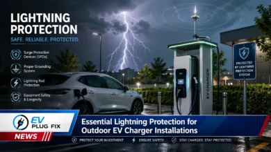 Weatherproof home EV charger installation with surge protection and proper grounding for outdoor safety