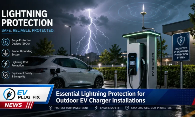 Weatherproof home EV charger installation with surge protection and proper grounding for outdoor safety