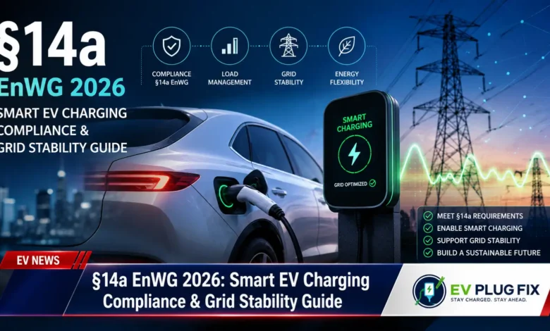 Modern smart EV wallbox installation complying with §14a EnWG 2026 German grid regulations