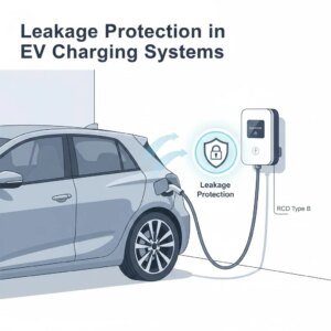 Diagram illustrating how RCD detects earth leakage current in an EV charging circuit