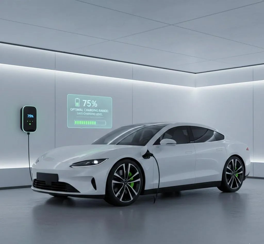 EV battery health monitoring dashboard showing state of charge, temperature readings, and charging history data