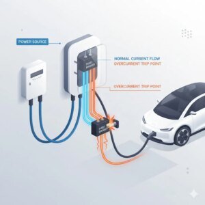 Comparison table of overcurrent versus overvoltage protection devices used in residential EV charging stations