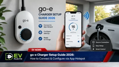 go-e charger setup via smartphone app showing hotspot connection and configuration screen 2026