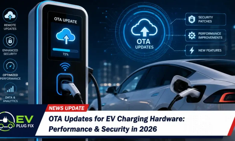 Engineer monitoring OTA updates for EV charging hardware on digital dashboard in 2026