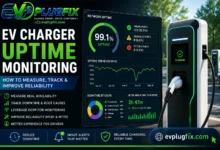 EV charger uptime monitoring dashboard showing reliability and downtime metrics