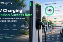 EV charging session success rate dashboard showing successful and failed charging sessions