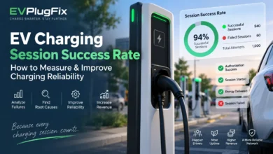 EV charging session success rate dashboard showing successful and failed charging sessions