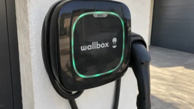Wallbox Pulsar Max EV charger mounted on an exterior wall